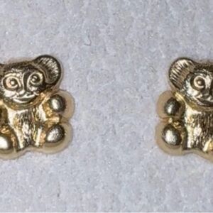 Gold Teddy Bear Stud Earrings